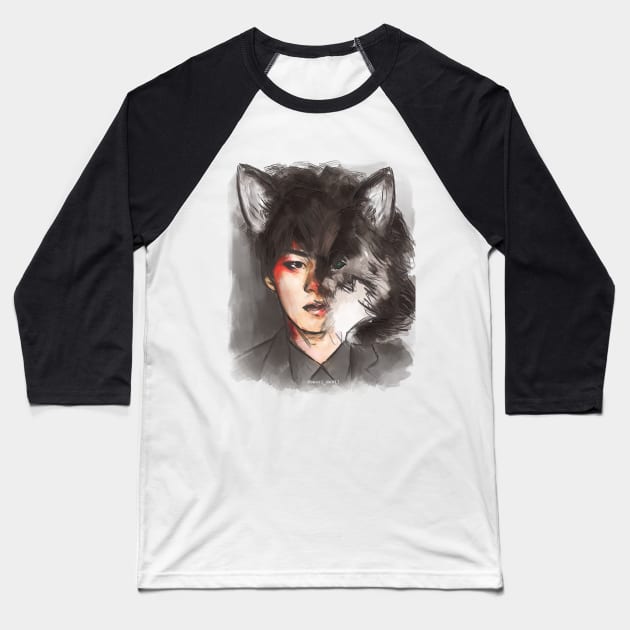 Min-Wolf Baseball T-Shirt by baozidevil